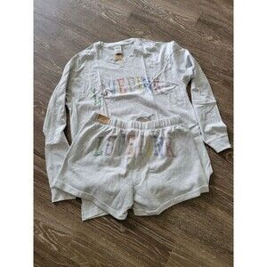 Victorias Secret PINK bling outfit shorts tee set large rainbow